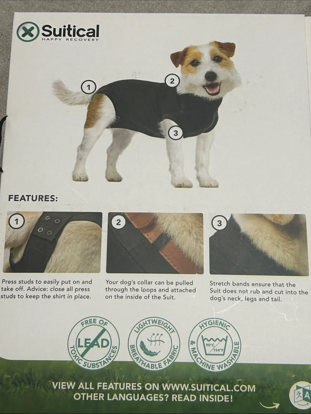 NEW! Suitical Recovery Suit for Dogs, X-Small, Black